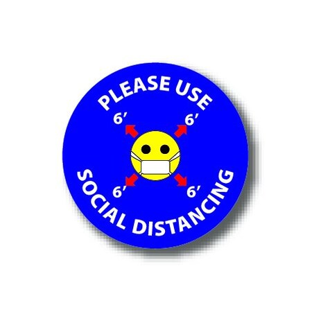 Ergomat 6in CIRCLE SIGNS Please Use Social Distancing DSV-SIGN 36 #0813 -UEN